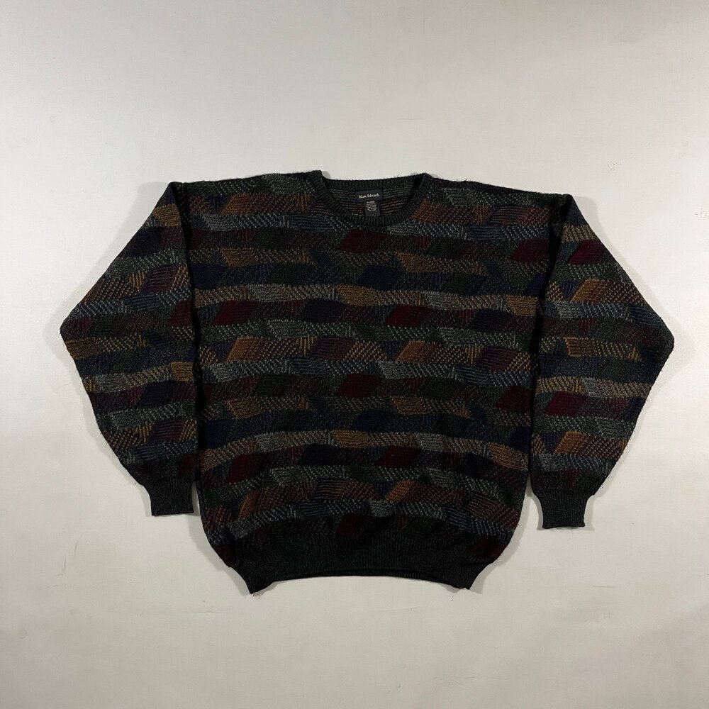 Vintage 90s Marc Edwards Coogi Style 3D Textured Knit Crewneck Sweater XL